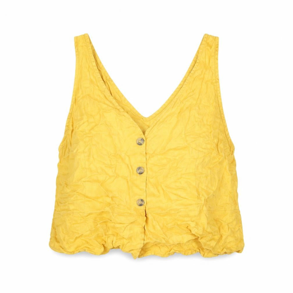 H&M Womens Orange Polyester Cropped Blouse Size 18 V-Neck