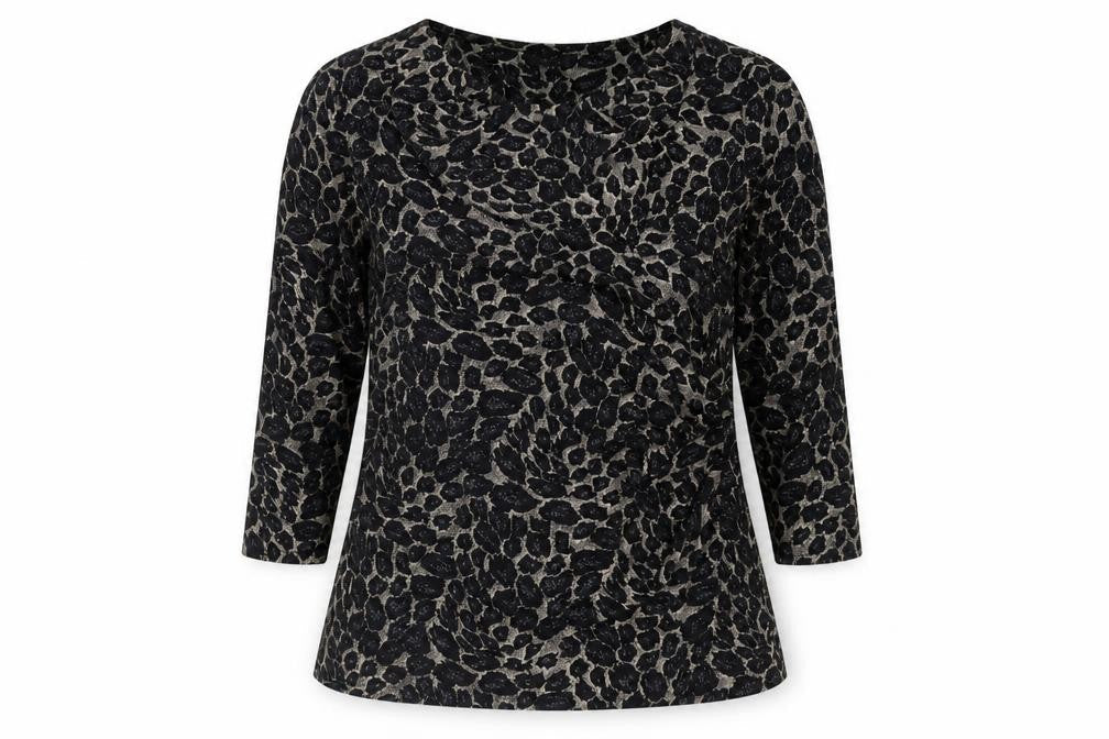 M&Co Womens Black Geometric Polyester Basic Blouse Size 20 Cowl Neck - Rouched Glitter