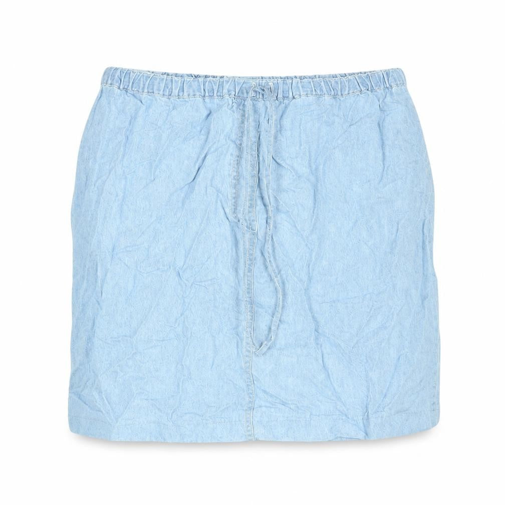 BHS Womens Blue Cotton Mini Skirt Size 34 in Drawstring