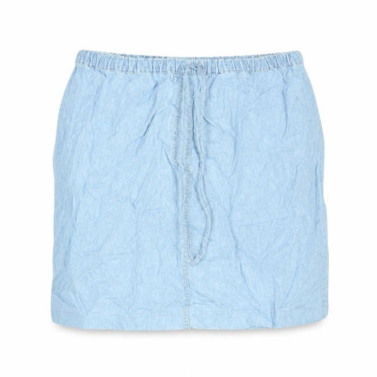 BHS Womens Blue Cotton Mini Skirt Size 34 in Drawstring
