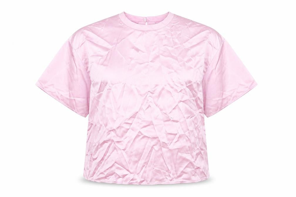Zara Womens Pink Polyester Basic Blouse Size S Round Neck