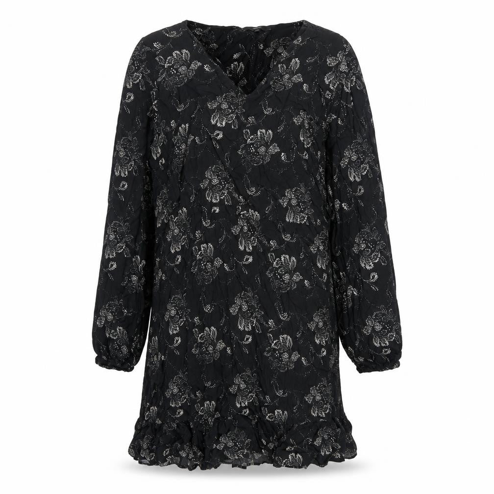 NEXT Womens Black Geometric Viscose Shift Size 16 V-Neck Pullover