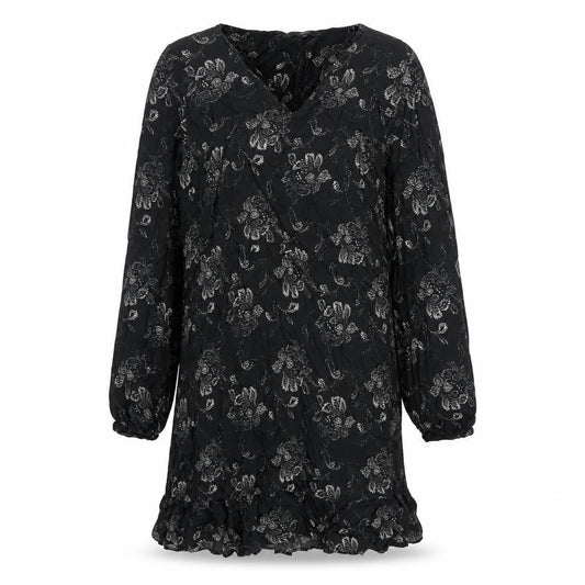 NEXT Womens Black Geometric Viscose Shift Size 16 V-Neck Pullover