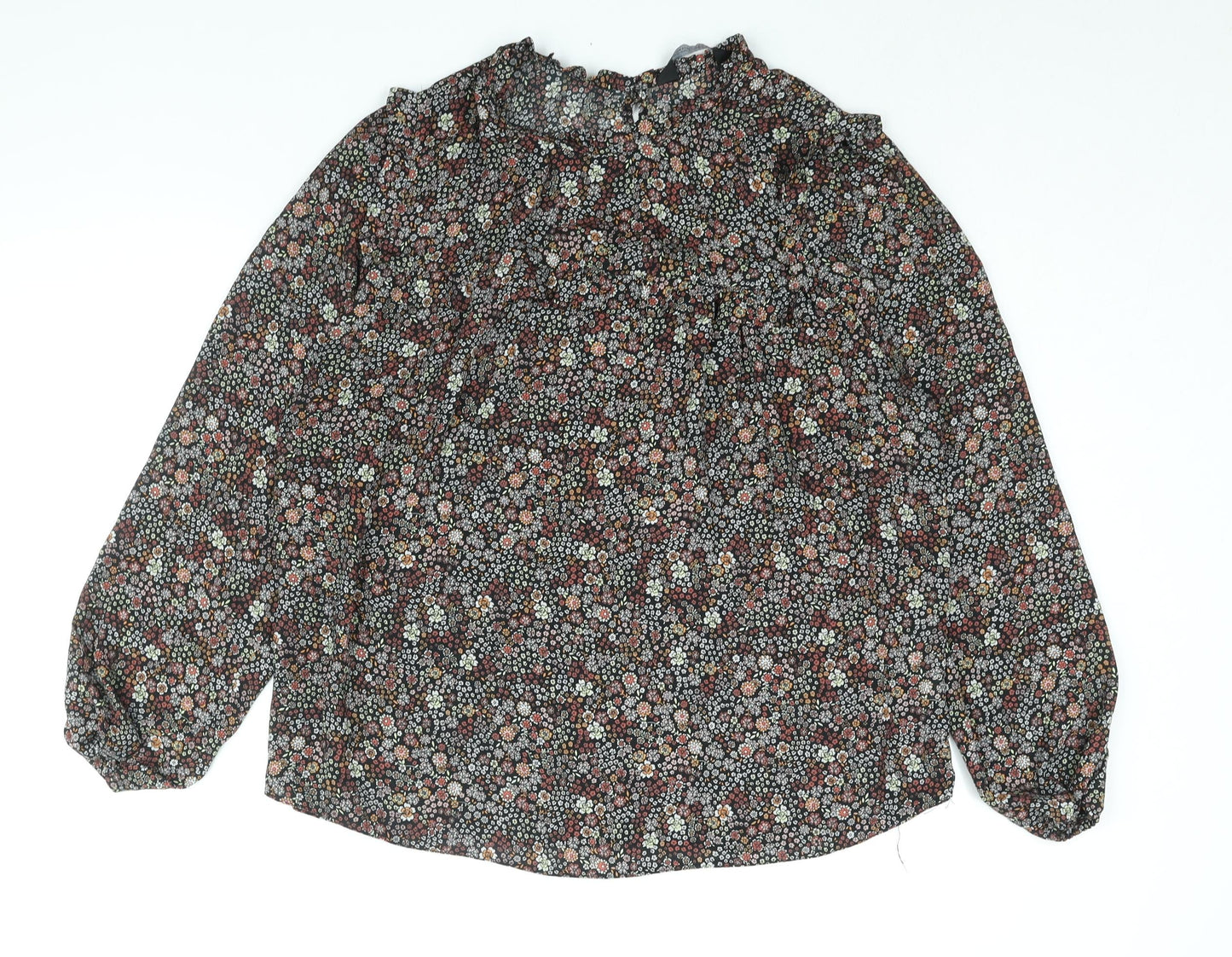 Dorothy Perkins Womens Multicoloured Floral Polyester Basic Blouse Size 20 Mock Neck - Frill