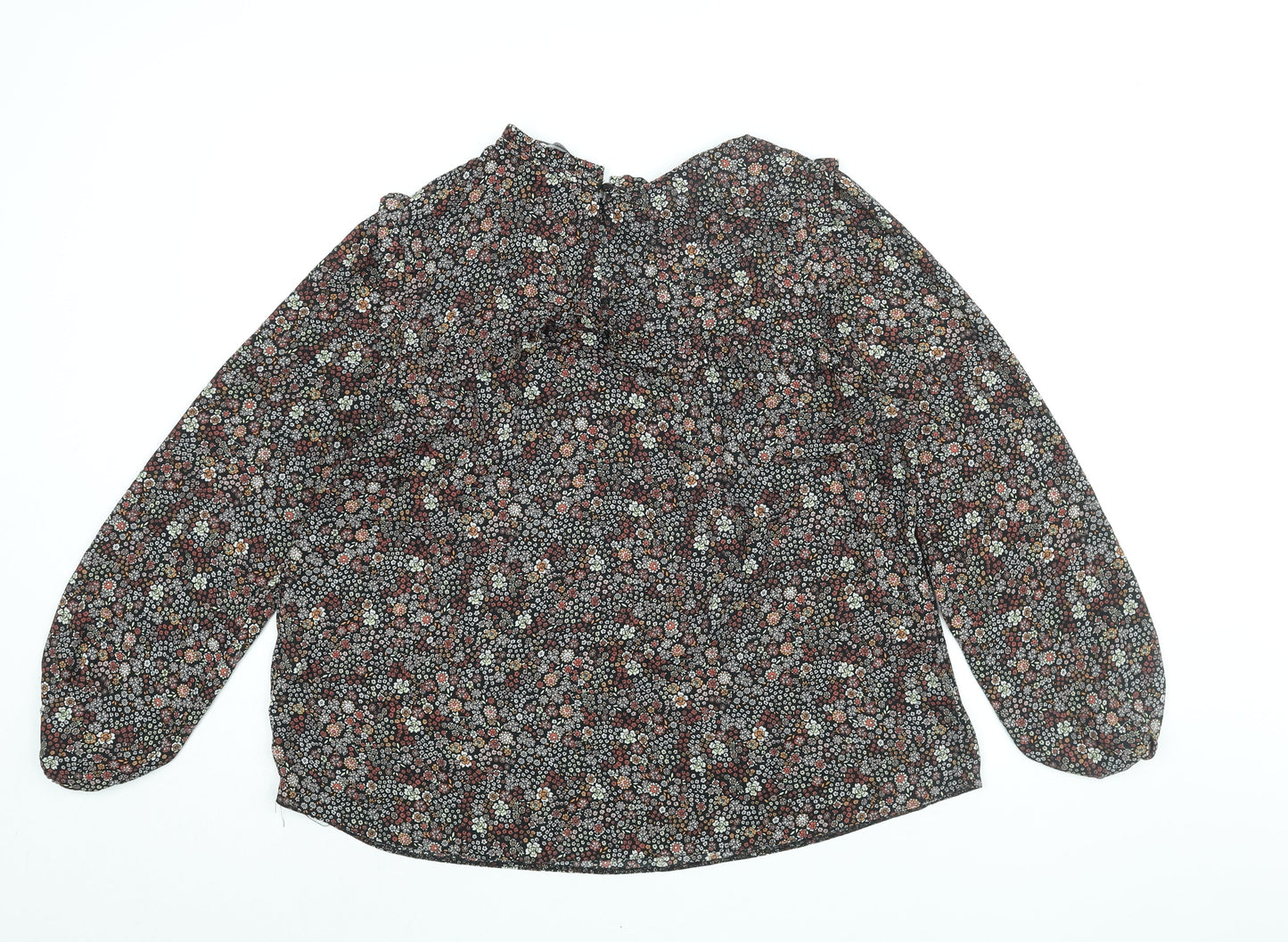 Dorothy Perkins Womens Multicoloured Floral Polyester Basic Blouse Size 20 Mock Neck - Frill