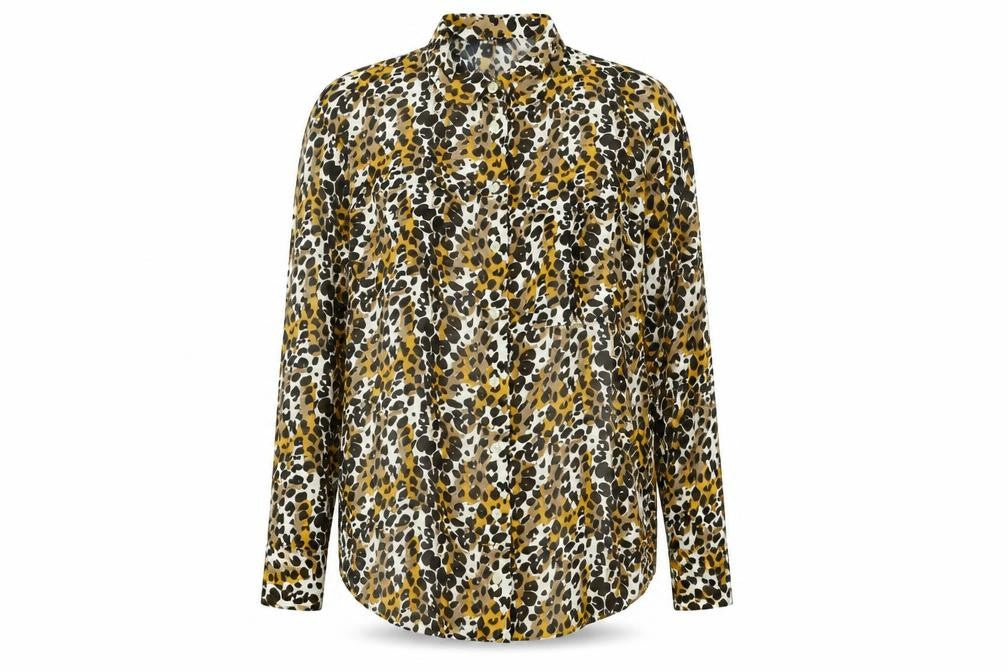 NEXT Womens Brown Animal Print Viscose Basic Button-Up Size 12 Collared - Leopard Print