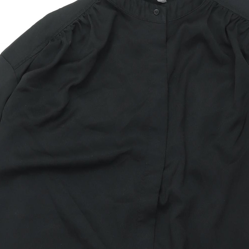 H&M Womens Black Polyester Shirt Dress Size S Round Neck Button