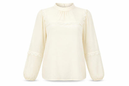 Oasis Womens Ivory Polka Dot Polyester Basic Blouse Size 12 Mock Neck