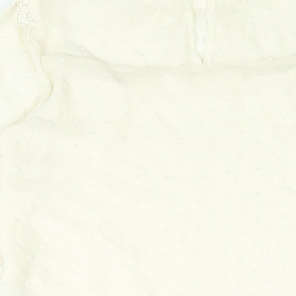 Oasis Womens Ivory Polka Dot Polyester Basic Blouse Size 12 Mock Neck