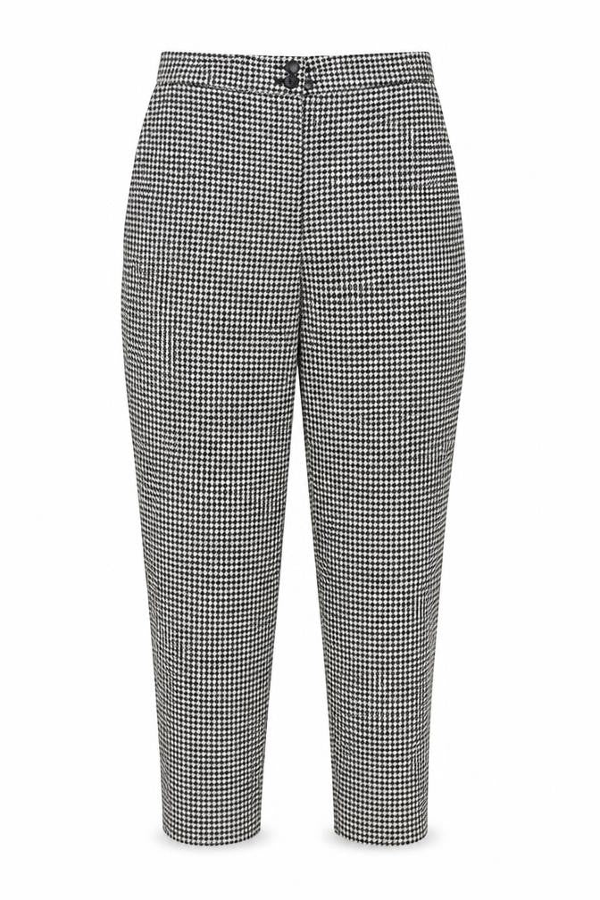 Monki Womens Black Herringbone Polyester Trousers Size 8 L28 in Regular Zip