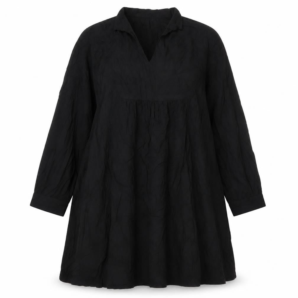 H&M Womens Black Viscose A-Line Size L V-Neck Button