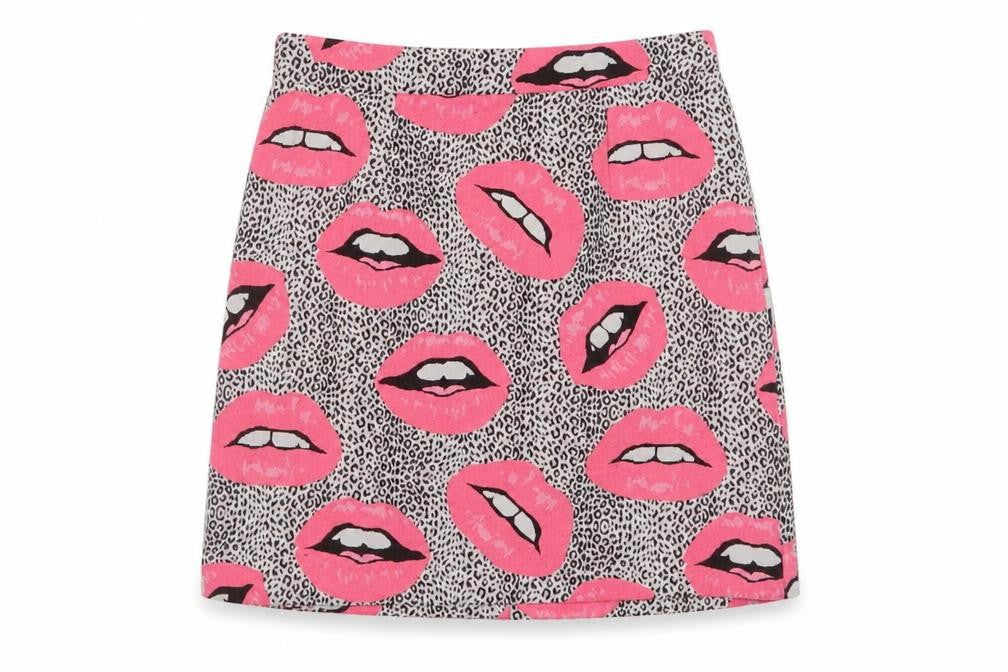 River Island Womens Pink Geometric Polyester A-Line Skirt Size 8 Zip