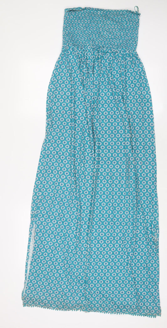 NEXT Womens Blue Fair Isle Cotton A-Line Size 8 Off the Shoulder Pullover