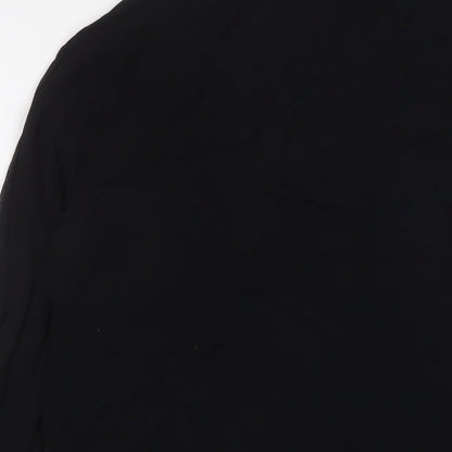 Bershka Womens Black Polyester Basic Button-Up Size S Collared