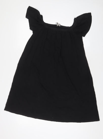 Additional front view of ASOS women’s black cotton a-line, size UK 10, scoop neck pullover