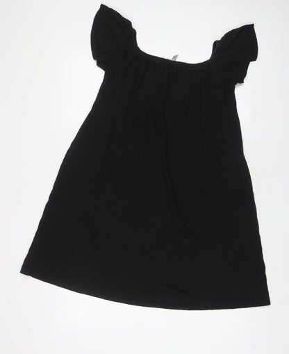 Back view of ASOS women’s black cotton a-line, size UK 10, scoop neck pullover