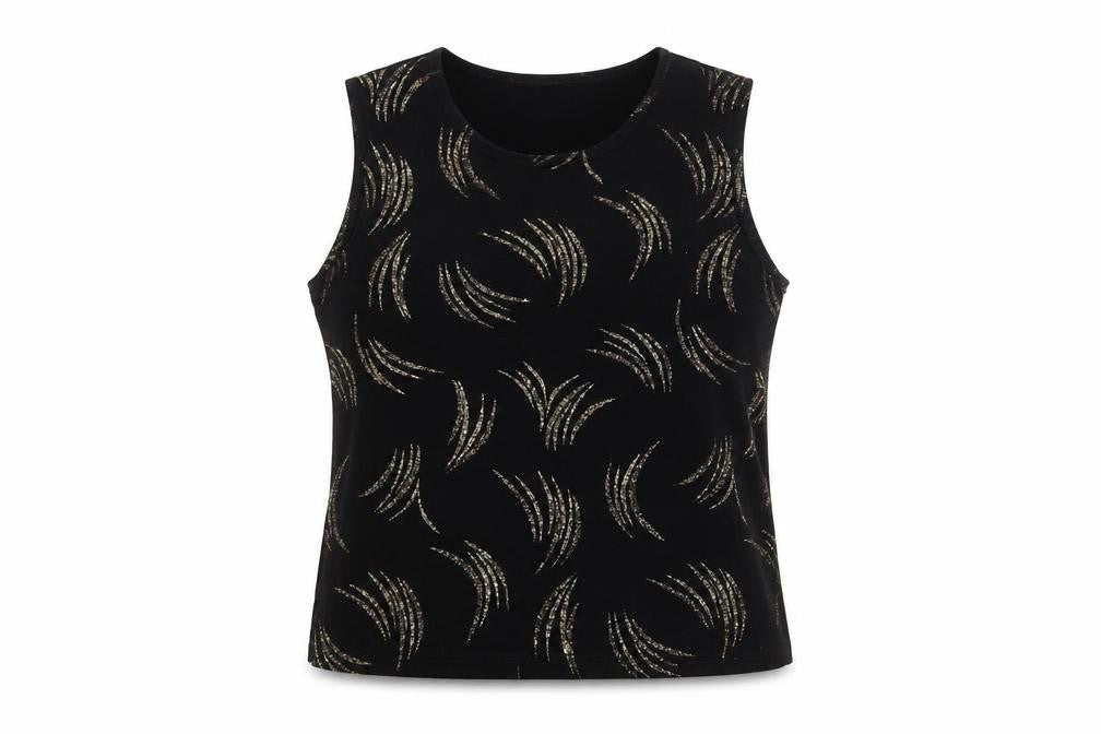 Reflections Womens Black Polyester Basic Tank Size M Crew Neck