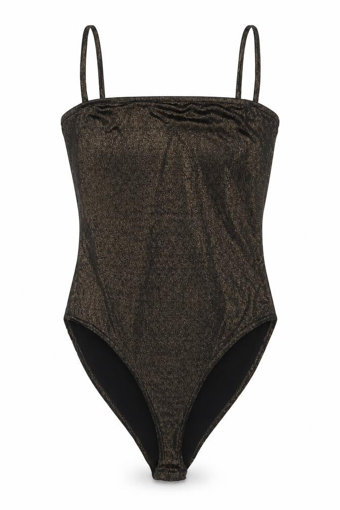 Boohoo Womens Gold Polyester Bodysuit One-Piece Size 8 Pullover