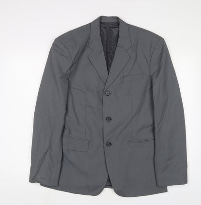 Additional front view of Giorgio Armani men’s grey polyester jacket suit jacket, size 40, regular