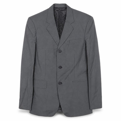 Front view of Giorgio Armani men’s grey polyester jacket suit jacket, size 40, regular