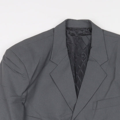 Close-up detail of Giorgio Armani men’s grey polyester jacket suit jacket, size 40, regular