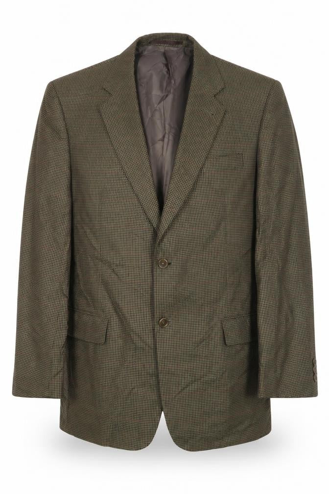 Zantos Mens Brown Plaid Polyester Jacket Suit Jacket Size 40 Regular