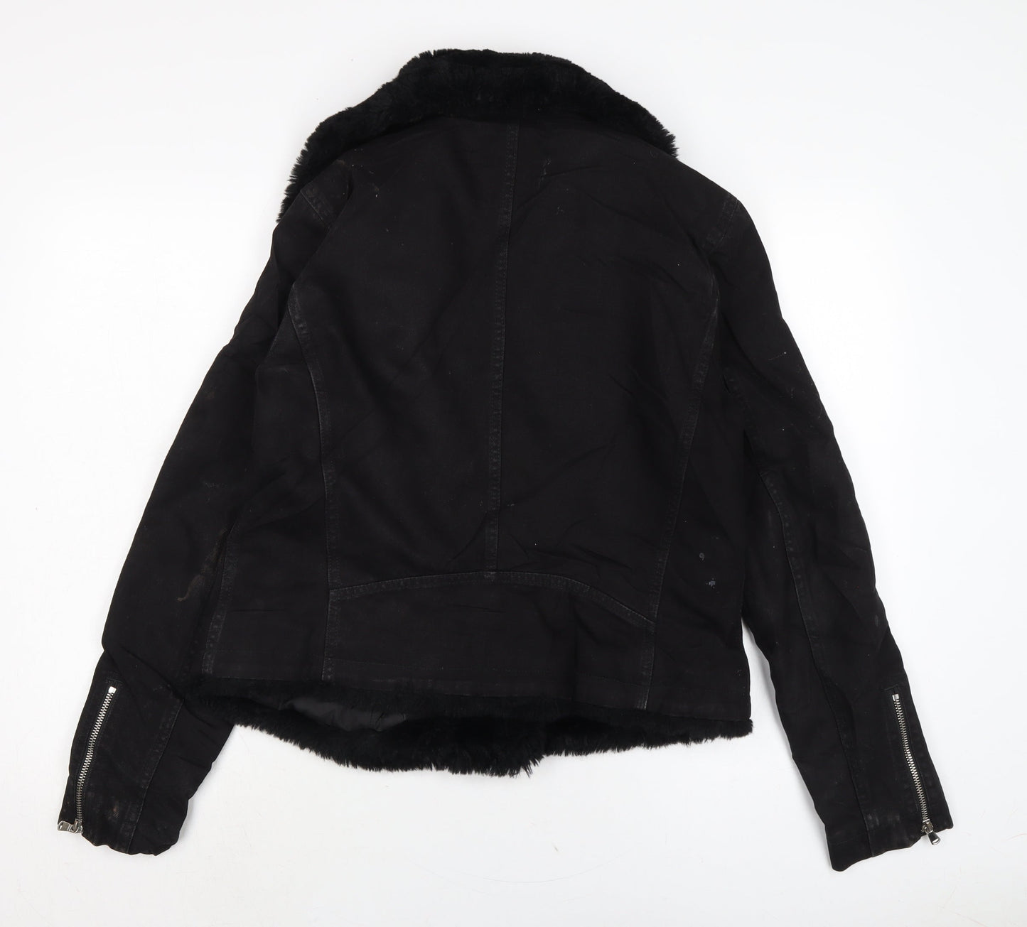 ASOS Womens Black Biker Jacket Size 12 Zip