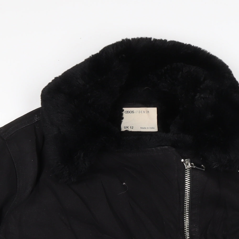 ASOS Womens Black Biker Jacket Size 12 Zip