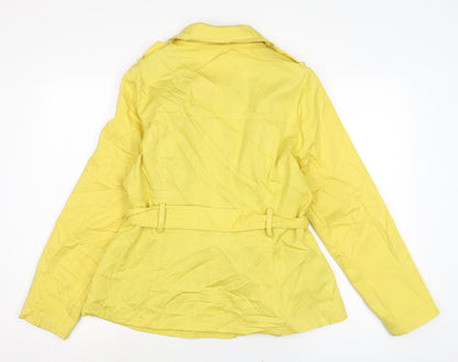 Marks & Spencer Womens Yellow Trench Coat Jacket Size 14 Button