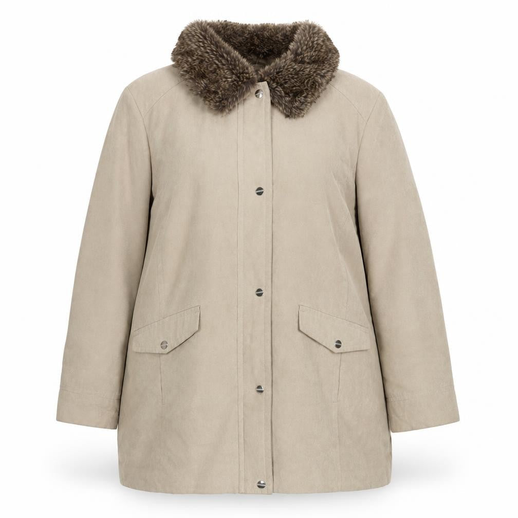 EWM Womens Beige Overcoat Coat Size 20 Zip