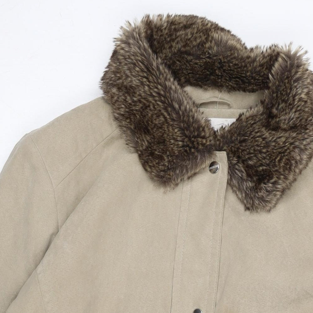 EWM Womens Beige Overcoat Coat Size 20 Zip