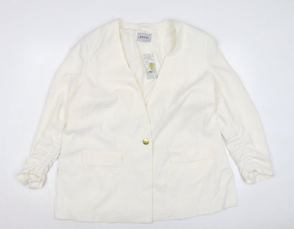 Additional front view of Soon women’s ivory jacket, size UK 20, button