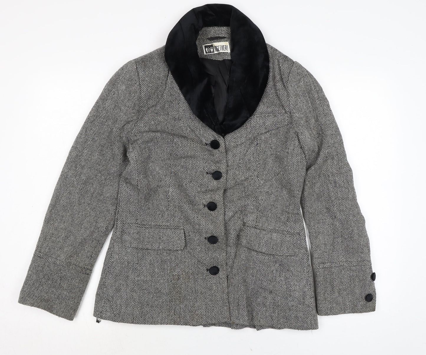 Together Womens Black Jacket Size 12 Button