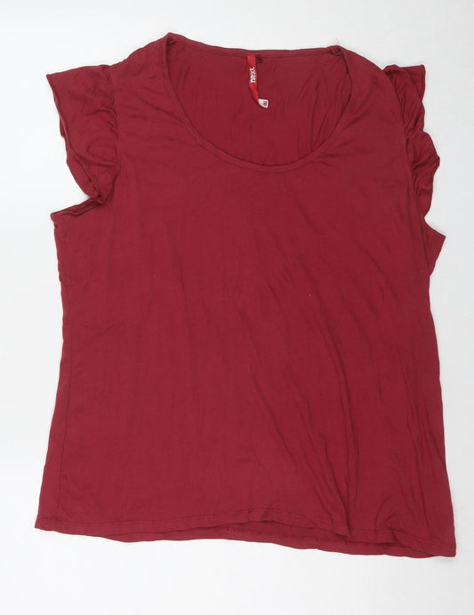 NEXT Womens Red Polyester Basic T-Shirt Size 18 Round Neck