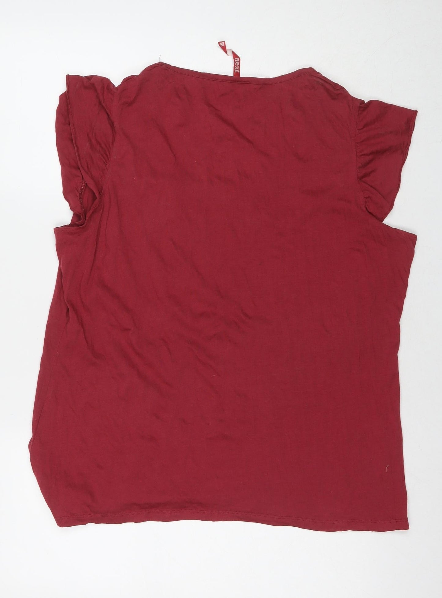 NEXT Womens Red Polyester Basic T-Shirt Size 18 Round Neck