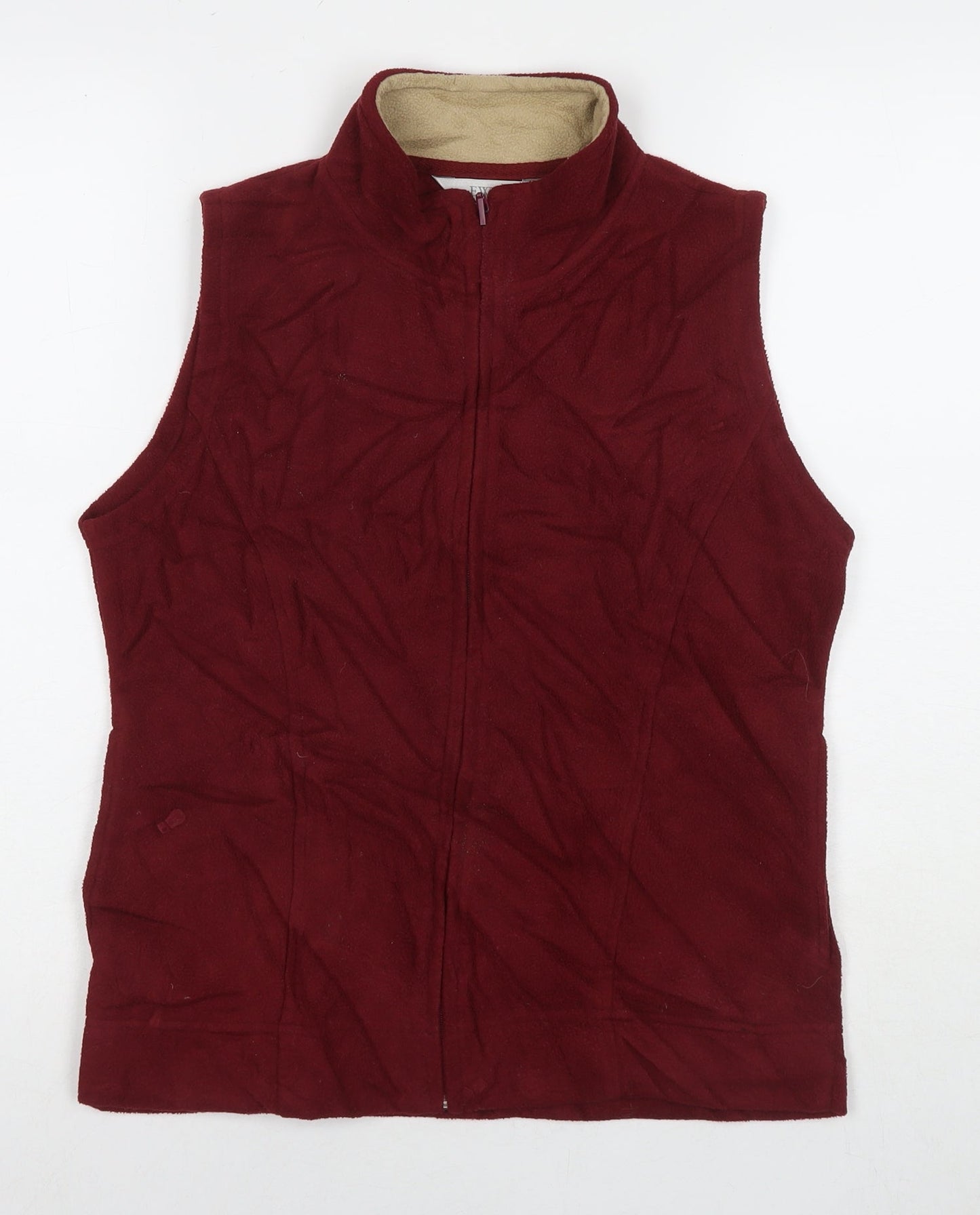 EWM Womens Red Gilet Waistcoat Size 10 Zip - Size 10-12