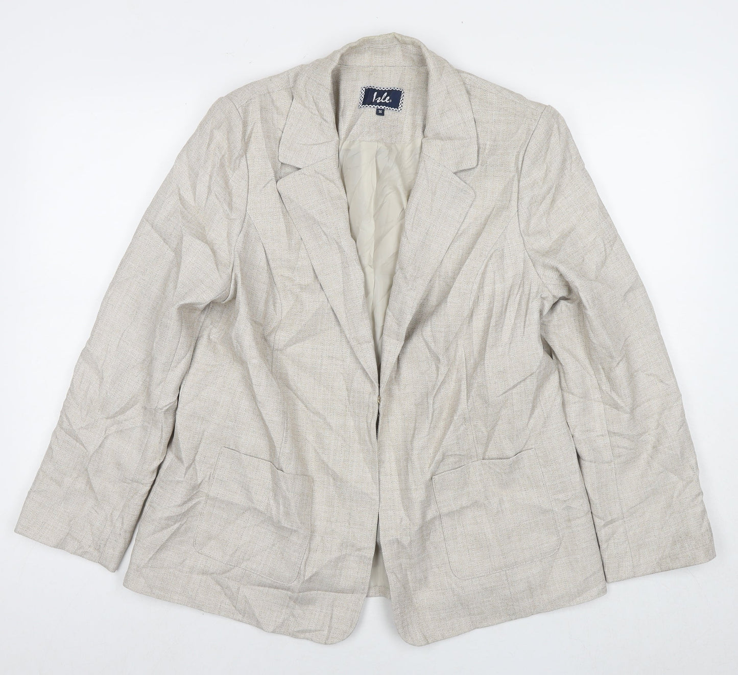 EWM Womens Beige Jacket Blazer Size 16 Hook & Eye