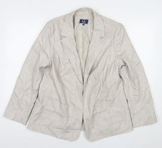 EWM Womens Beige Jacket Blazer Size 16 Hook & Eye