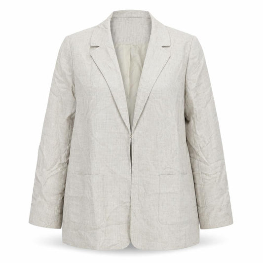 EWM Womens Beige Jacket Blazer Size 16 Hook & Eye