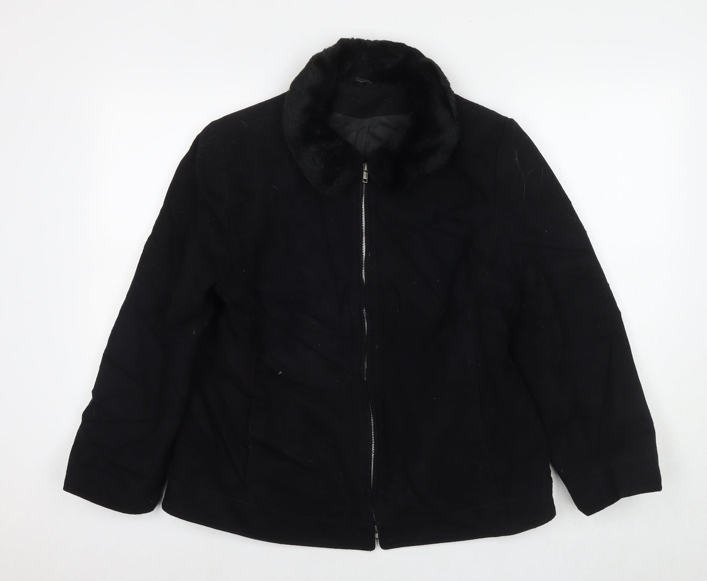 Dorothy Perkins Womens Black Overcoat Coat Size 14 Zip