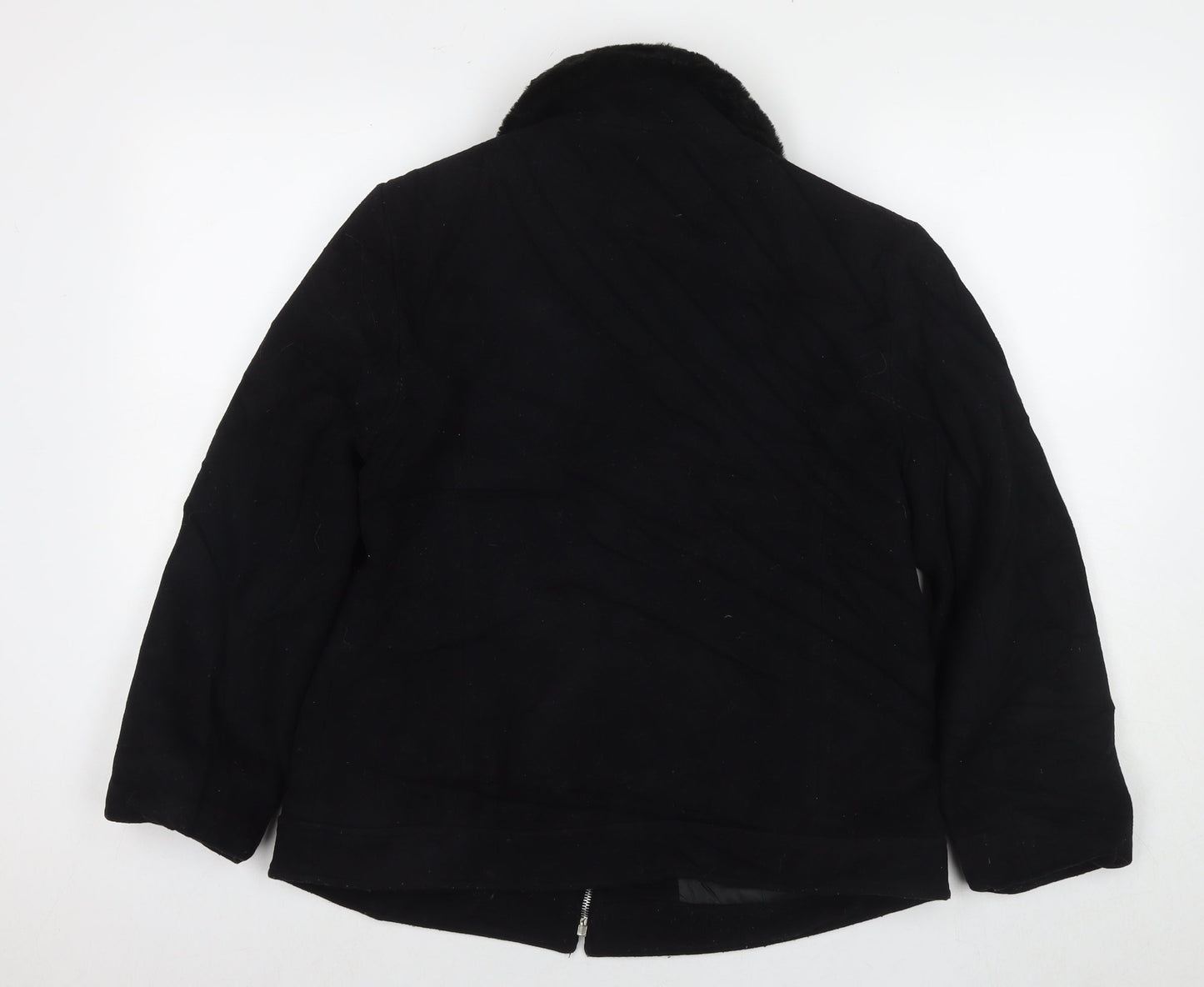 Dorothy Perkins Womens Black Overcoat Coat Size 14 Zip