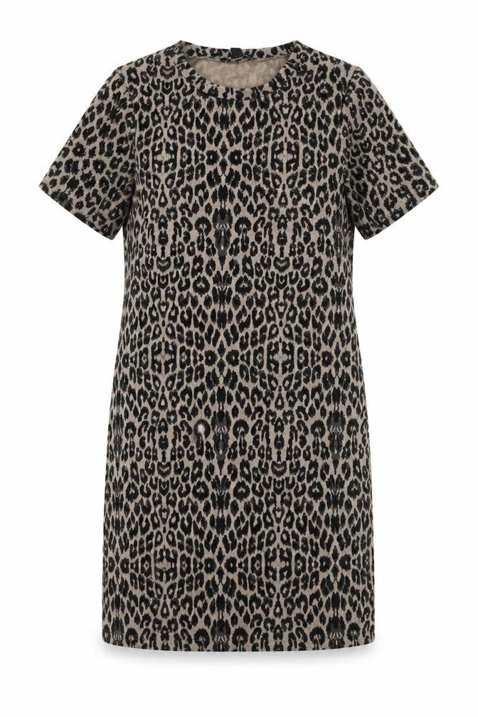 New Look Womens Black Animal Print Polyester A-Line Size 10 Round Neck Pullover