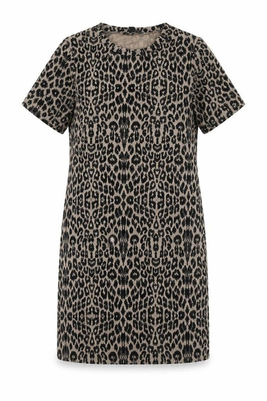 New Look Womens Black Animal Print Polyester A-Line Size 10 Round Neck Pullover