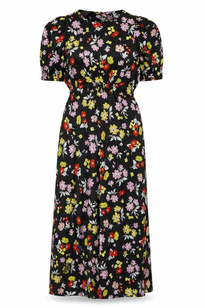ASOS Womens Black Floral Polyester Maxi Size 10 Round Neck Zip