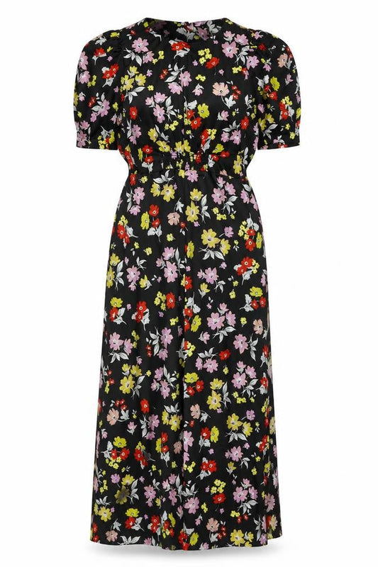 ASOS Womens Black Floral Polyester Maxi Size 10 Round Neck Zip