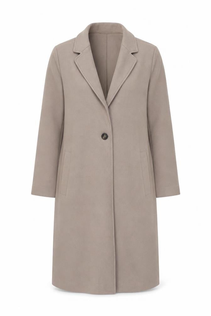 H&M Womens Beige Overcoat Coat Size S Button