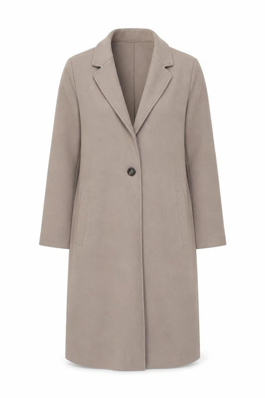H&M Womens Beige Overcoat Coat Size S Button