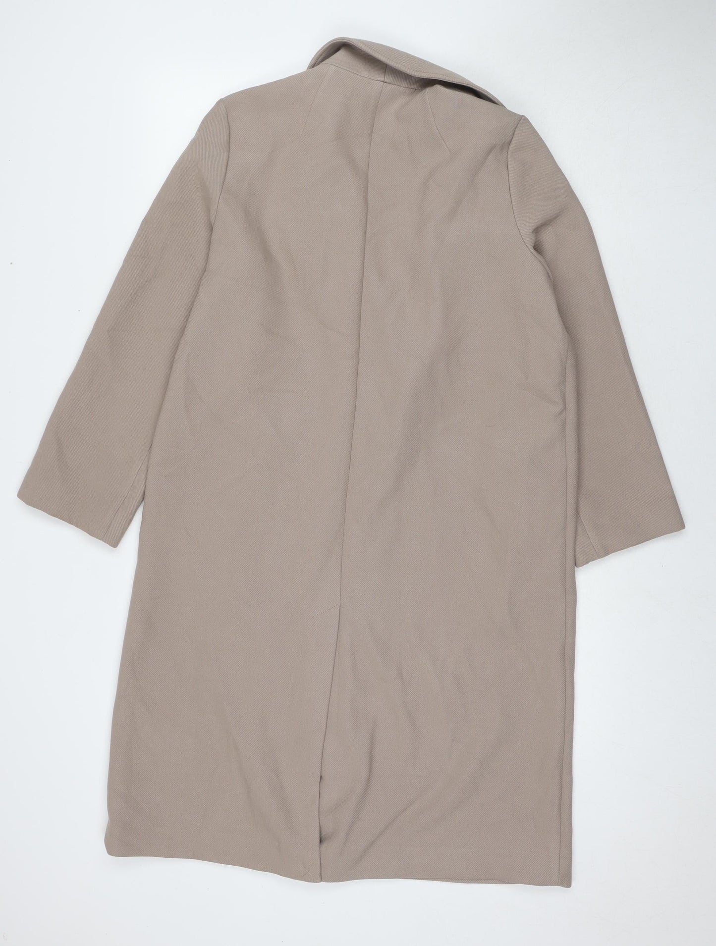 H&M Womens Beige Overcoat Coat Size S Button