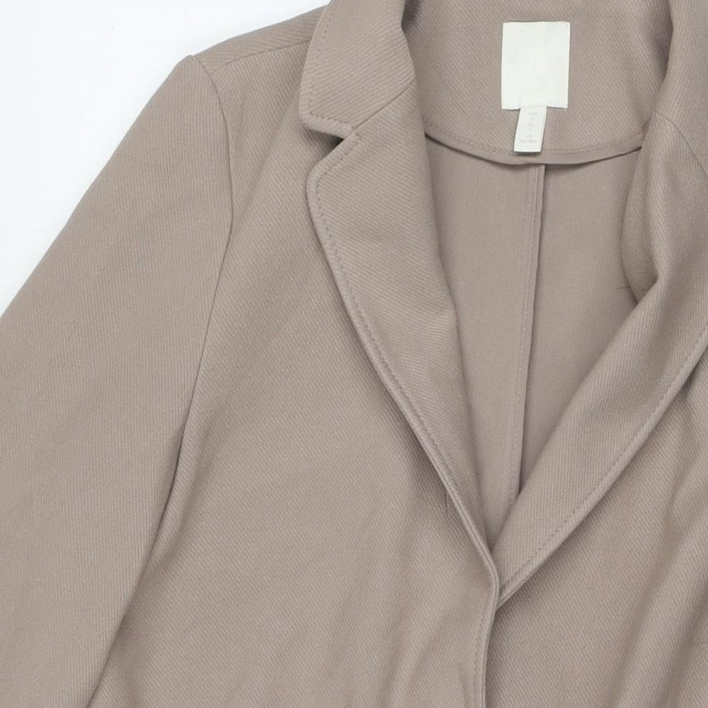 H&M Womens Beige Overcoat Coat Size S Button