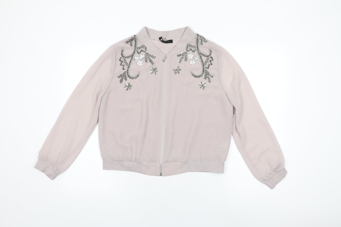 Very Womens Pink Floral Jacket Size 12 Zip